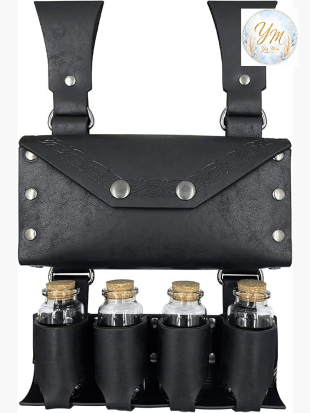 Medieval Alchemy Faux Leather Belt Bag with Potion Vials, LARP Ren Faire Waist - Picture 1 of 6